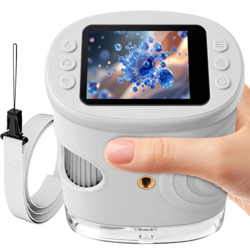 PINREK Kids Microscope 1000X Digital, Handheld Adventure Microscope for Kids, Pocket Microscope Video Record with 32G Memory Card, Portable Magnifying Glass Miniscope, Great Gift for Boys Girls