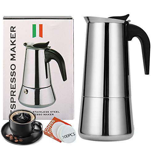 Espressokocher Induktion Geeignet | 2, 4, 6, 9, 12 Tassen | Edelstahl Moka Pot Espresso Kaffeemaschine Herd | Alu-frei…