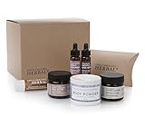 Travel Size Skin Care Set Scented, Little Minis Lots Of Love, Natural Moisturizer Body Powder Face Oil Serum Face Scrub, Organic Herbs Made In the USA