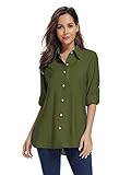 Women’s Quick Dry Sun UV Protection Convertible Long Sleeve Shirts for Hiking Camping Fishing Sailing
