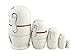 Creative Cute Fortune Cat Lucky Cat Handmade Wooden Russian Nesting Dolls Matryoshka Dolls Set 5 Pieces For Kids Doll Toy Birthday Christmas Gift Home Decoration (White)