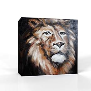Canvas Wall Art Brave Lion Pictures Home Wall Decorations for Bedroom Living Room Paintings Canvas Prints Framed - 12x12 inches