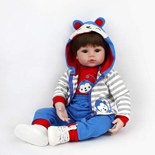 ZIYIUI 55 cm 22 Zoll Reborn Babypuppe Junge Realistische Reborn Baby Doll Boy Handgemacht Weichkörper Silikon öffnen… – Bild 3