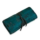 Jewelry Roll Clutch Large - Silk Jacquard (Peacock)