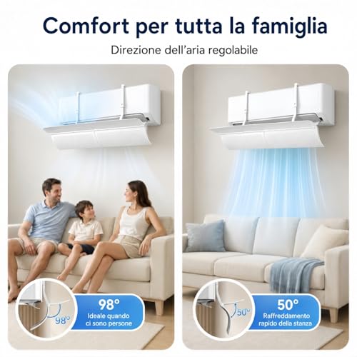 chochoyah Air Conditioner Deflector, Adjustable Air Conditioner Diverter in ABS White 85 cm, Air Conditioning Deflector Anti Blow Direct for Split System Home Office Room