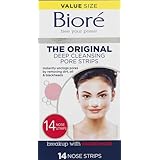 Bioré Original, Deep Cleansing Pore Strips, Nose Strips for Blackhead Removal, with Instant Pore Unclogging, 14 Count, featur