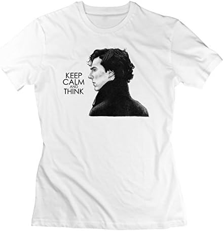 LaviV Women's Sherlock Keep Calm And Think T-shirt S White
