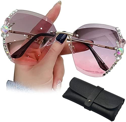 Oversized Rimless Metal Sunglasses Diamond Cutting Lens UV Protection Accessories | Sunglasses For Women Oversized Rimless Diamond  main image 2