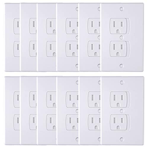 austor - paquete de 12 enchufes de pared de seguridad para bebés, cubiertas de tomacorrientes eléctricos, seguridad para bebés, placa de enchufes de pared con cierre automático, alternativa a prueba de niños