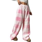 codcm Womens Plush Pajama Pants Plaid Pj Bottoms Winter Warm Fuzzy Fleece Lounge Pants
