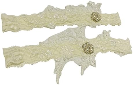 Yiweir Women Set Of 2 Piece Thin Lace Flower Bridal Wedding Garters With Pearls