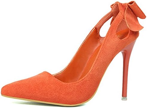 Xianshu Women's Hollow High Heel Shoes Bow Tie Pointed Toe Shallow Mouth Pumps Stiletto Court Shoes