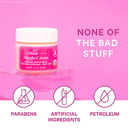 Pink Stork Nipple Cream Organic Nipple Balm, Postpartum Essentials for