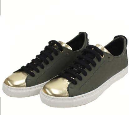 Amazon Lea Gu リーグ メンズ バイカラー ローカットスニーカー サイズ40 25 5 26cmイタリアインポート カーキ ゴールド スニーカー