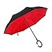 711TEK Inverted Umbrellas Double Layer Waterproof Inside Out Reverse Umbrella with C Shape Handle Folding Travel Umbrella for Car