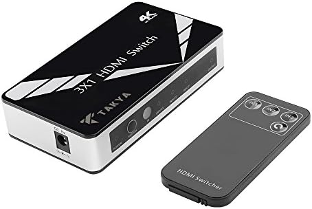 Takya 3x1 HDMI Switch with Wireless Remote and AC Power Adapter | Support 4K x 2K and 3D input 3 Ports HDMI 3x1 Powered Switch