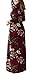 VIISHOW Women's Long Sleeve Floral Dress Loose Plain Maxi Dresses Casual Long Dresses with Pockets(Floral Wine red,3X-Large)
