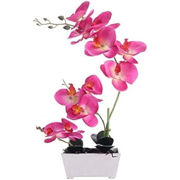 Orchid PlantFor Artificial Flowers,Orchids Artificial,Orchid Arrangement ,Orchid PlantPerfect Packaging 11 Heads 4 Color With Woodiness Vase For Environmental Protection