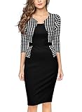 Miusol Women's Business V Neck Houndstooth-Print Optical Illusion Pencil Dress