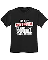Not Anti - Social I'm Selectively Social Personality Funny Youth Kids T-Shirt Small Black