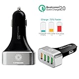 Quick Charge Car Charger, KINGCOO Quick Charge 2.0 54W 4 Ports USB Rapid Turbo Car Charger for Samsung Galaxy S7,iPhone 6S / iPhone SE,iPad Pro / iPad Air 2, LG G5, HTC 10, Huawei P9