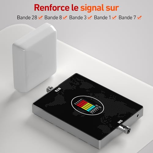 Amplifier 5G 4G 3G GSM 5 Bands 28/8/3/1/7 GSM Amplifier for Home Offices 70dB Gain Signal Repeater Compatible Bouygues, Free, Orange, SFR