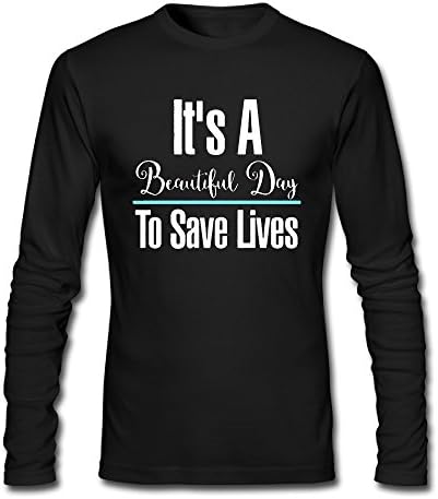 QinXi Men's IT'S A BEAUTIFUL DAY TO SAVE LIVES Long Sleeve Funny T Shirt