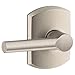 SCHLAGE F10 BRW 619 GRW F10 BRW 619 GRW Greenwich Collection Broadway Hall and Closet Passage Lever, Satin Nickel