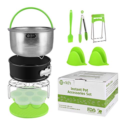 Pressure Cooker Accessories, Fit Insta Pot Instapot 6, 8 Qt - Stainless Steel Steamer Basket/Springform Pan/Silicone Egg Bites Mold/Egg Rack Trivet - 10 Pcs Accessory Set Compatible with Instant Pot