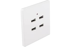 Generic USB Wall Mounted Socket with 4 Ports, Exquisite Square Panel, Over Voltage Protection, USB Outlet Charger Socket for 