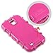 ULAK Galaxy S4 Case, S4 Case - Shock Absorption Hybrid Rubber Combo Case Cover 3in1 Rigid Plastic+Soft Silicone for Samsung Galaxy S4 IV i9500 (Hot Pink+Blue)