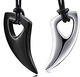 2 PCS Mens Stainless Steel Wolf Tooth Necklace Pendant with Free Cable Chain