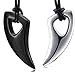 2 PCS Mens Stainless Steel Wolf Tooth Necklace Pendant with Free Cable Chain