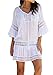 Wander Agio Womens Loose Cover up Beach Swimsuit Beach Bikini Coverups OneSize Lace White