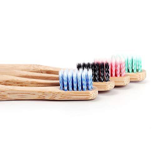 Isshah Children Size Biodegradable Handle BPA Free Eco Friendly Kids Natural Bamboo Toothbrush, Pack of 4 (Germany Imported Spiral Soft Nylon Bristles)...