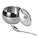 HardNok Stainless Steel Sugar Bowl with Glass Lid and Spoon