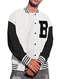 COOFANDY Black And White Varsity Jacket For Mens