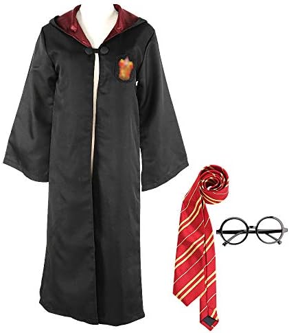 Yanhusu Harry Robe Cloak Potter Cosplay, Black, Size Child S(115Cm~125Cm)