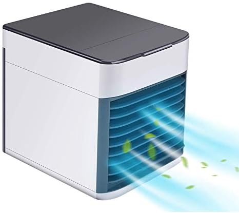 Hisome 3-in-1 Air Cooler, Portable Air Conditioner Humidifier Purifier, 3 Fan Speeds 7 Colors LED Lights USB Personal Space Desktop Air Condition