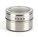 Bekith 6 Pack Stainless Steel Magnetic Multi-Purpose Spice Storage Tins, Clear Top Lid with Sift or Pour, Magnetic on Refrigerator and Grill (Small)