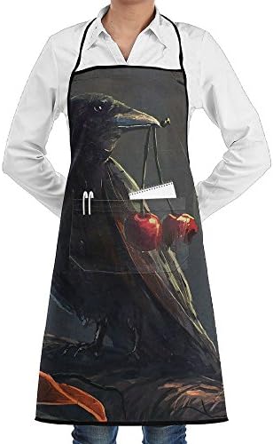 Black Bird Sewing Aprons With Pocket Kits Adjustable Home Kitchen Apron