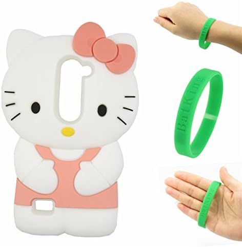 LG Leon Case,LG Leon Hello Kitty Silicone Case,Bat King 3D Cute Cartoon Hello Kitty Soft Silicon Gel Rubber Case Cover Skin for LG Leon(Pink Hello Kitty)