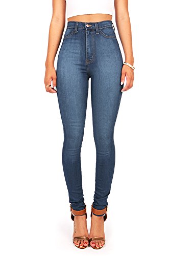 Vibrant womens juniors classic high waist denim skinny …