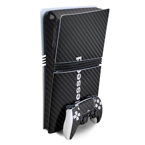 Carbon Fiber Gaming Skin Compatible with Sony PlayStation 5 PS5 Pro Bundle - Bl…