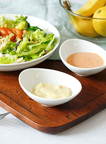 Teocera Porcelain Dipping Bowls, Sauce Bowl Set, 3 Ounce Dishes for Soy, Condiments, Set of 8, White