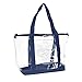 DALIX Clear Shopping Bag Security Work Tote Shoulder Bag Womens Handbag (Navy Blue)