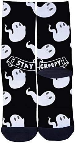 EveninSky Men's Women's Custom Creepy Funny Ghosts Creative Casual Crew Socks Black