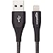 Amazon Basics Double Nylon Braided USB A Cable with Lightning Connector, Premium Collection, MFi Certified Apple iPhone Charger, 3 Foot, Black