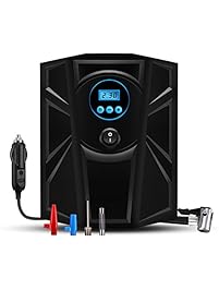 Portable Car Tire Pump Digital Air Compressor Tire Inflator 12 V DC, Hotop 150 PSI Tire Pressure Monitor and Preset for Car, Bicycle, Truck, RV and Other Inflatables