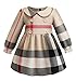 Yinggeli Little Baby Girls Long Sleeve Plaid Checked Princess Dress(Beige, 4-5 Years)
